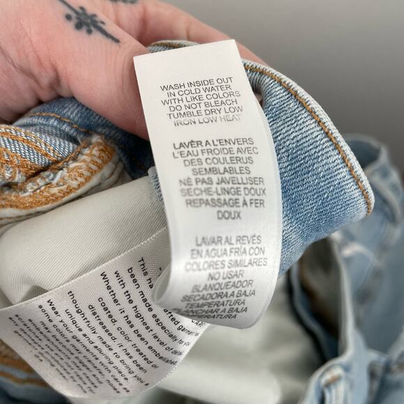 Good American Good Legs High Rise Cropped Mini Bootcut Jeans Size 26 Light Wash - Picture 10 of 12